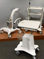 Medical carts on display inside the showroom at HUI